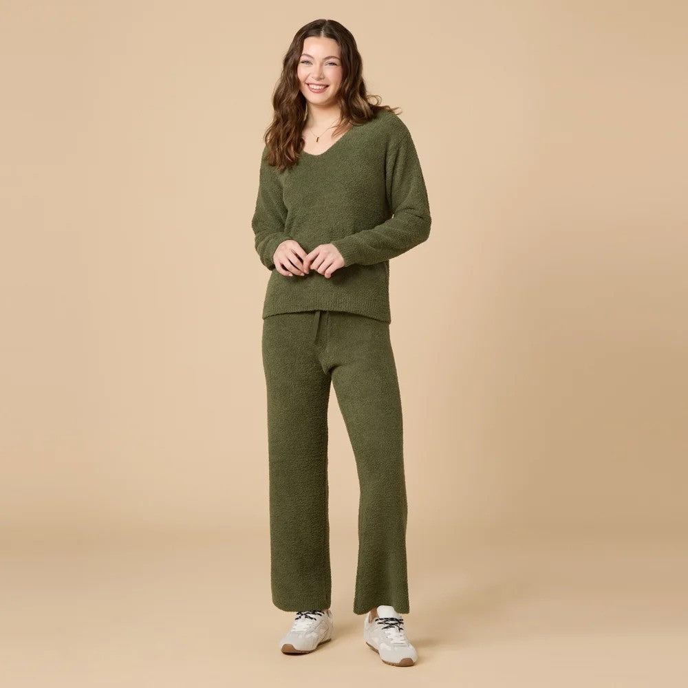 Softies Olive Marshmallow V-Neck Lounge Set