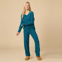 Softies Teal Marshmallow V-Neck Lounge Set
