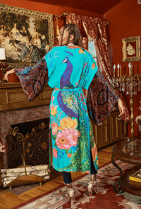 Aratta Fantasy Aqua Peacock Kimono - Lion's Lair Boutique - DEC 2023, Fashion, KIM, L, M, S, XL, XS - Aratta