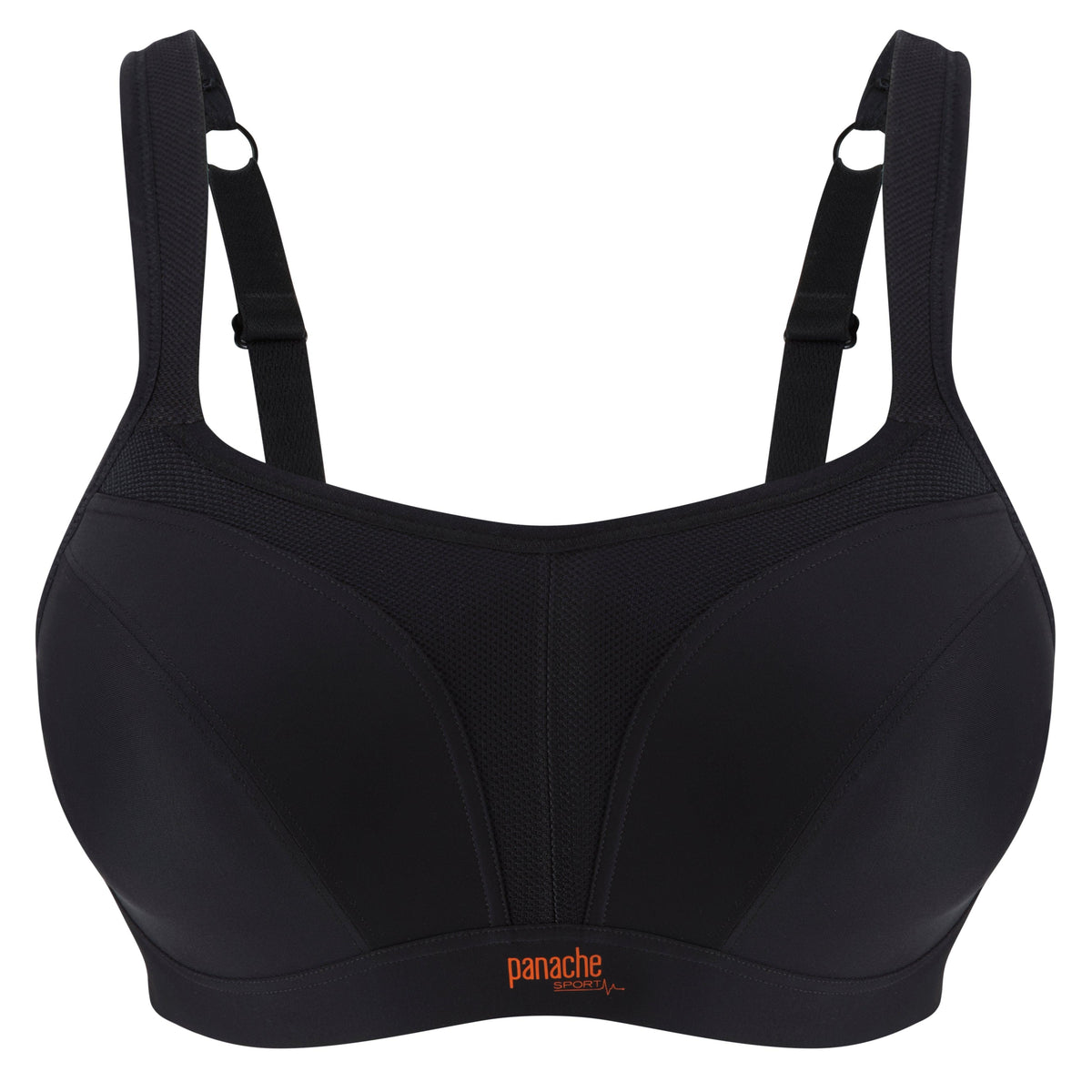 Panache Black Wired Sports Bra - Lion's Lair Boutique - 28, 30, 32, 34, 36, 38, 40, B, C, continuity, D, DD, E, F, FF, G, GG, H, HH, J, lingerie, Panache, Sport, SPX - Panache