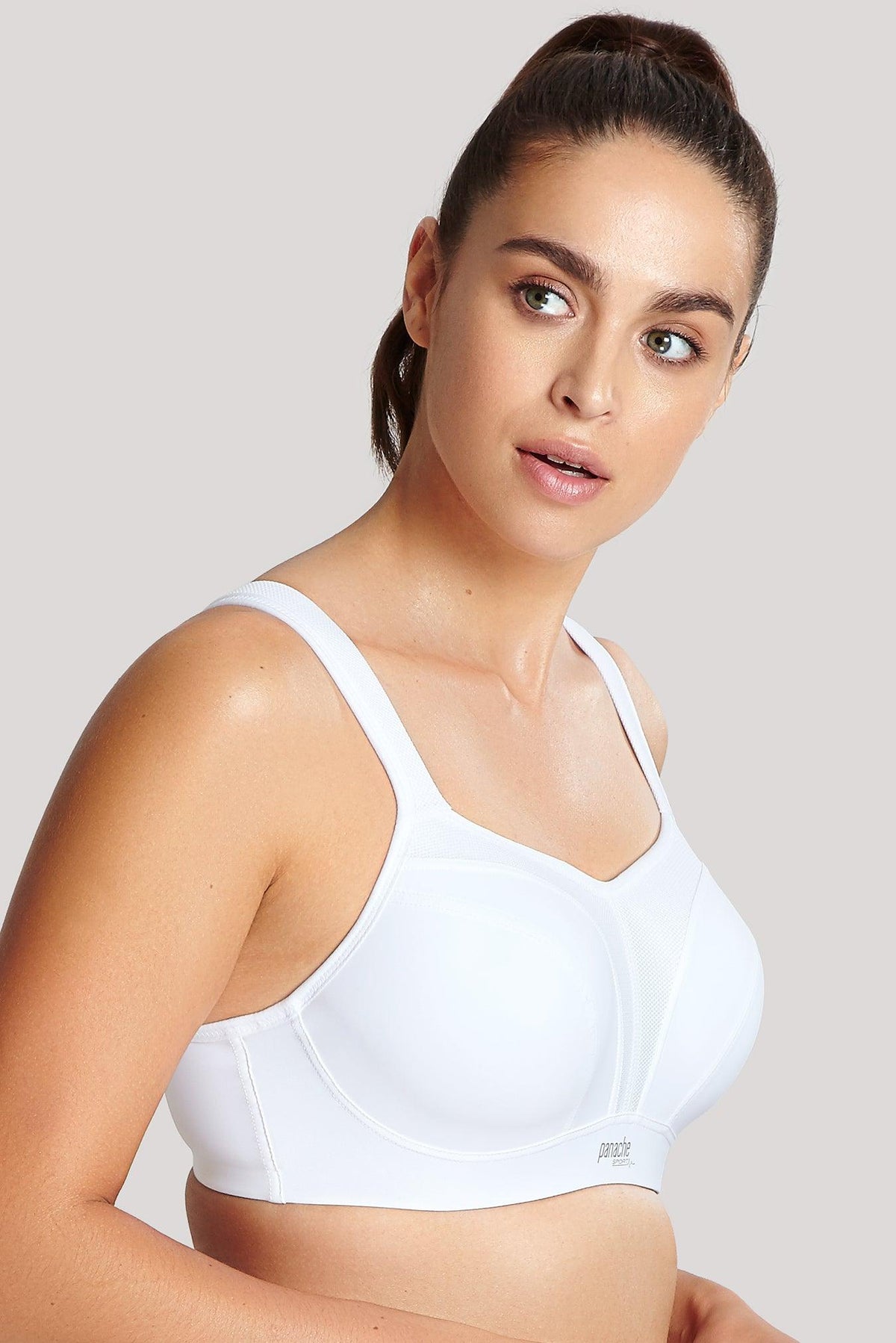 Panache White Wired Sports Bra - Lion's Lair Boutique - 28, 30, 32, 34, 36, 38, 40, B, C, continuity, D, DD, E, F, FF, G, GG, H, HH, J, lingerie, Panache, Sport, SPX - Panache