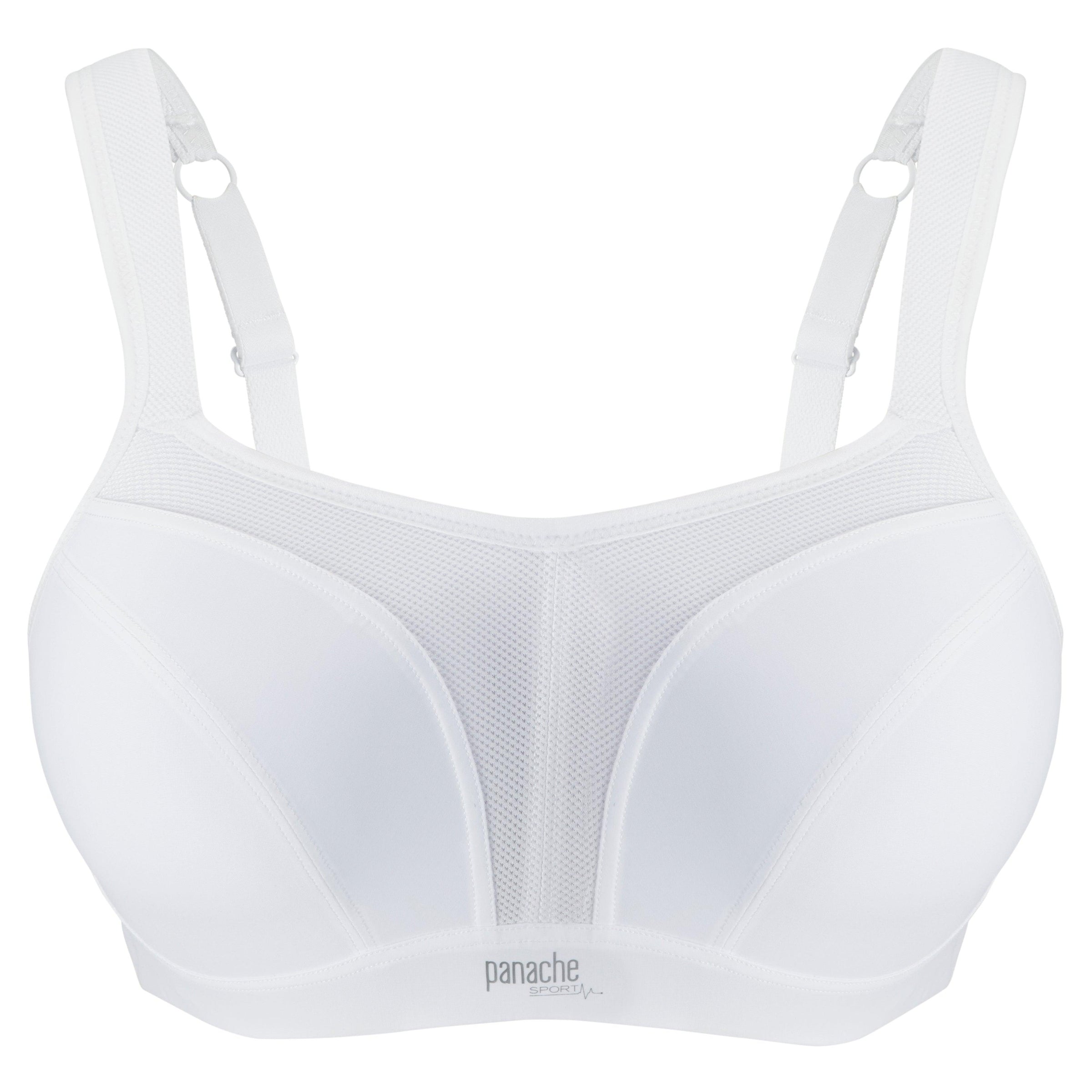 Panache White Wired Sports Bra - Lion's Lair Boutique - 28, 30, 32, 34, 36, 38, 40, B, C, continuity, D, DD, E, F, FF, G, GG, H, HH, J, lingerie, Panache, Sport, SPX - Panache