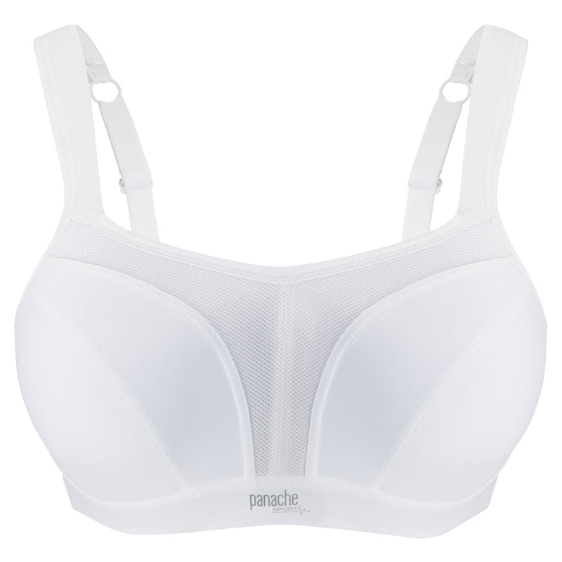 Panache White Wired Sports Bra - Lion's Lair Boutique - 28, 30, 32, 34, 36, 38, 40, B, C, continuity, D, DD, E, F, FF, G, GG, H, HH, J, lingerie, Panache, Sport, SPX - Panache