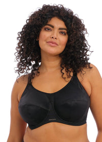 Elomi "Energise" Black UW Sports Bra - Lion's Lair Boutique - 32, 34, 36, 38, 40, 42, 44, 46, continuity, D, E, elomi, Energise, F, FF, G, GG, H, HH, J, JJ, K, lingerie, Sport, SPX - Elomi