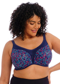 Elomi "Energise" Navy Geo UW Sports Bra - Lion's Lair Boutique