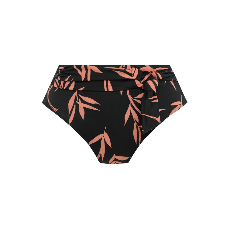 Fantasie "Luna Bay" Lacquered Black High Waist Bikini Brief - Lion's Lair Boutique - 2X, Black, Bottom, continuity, Fantasie, HIW, HWB, L, Luna Bay, M, Pattern, S, Swimwear, XL - Fantasie