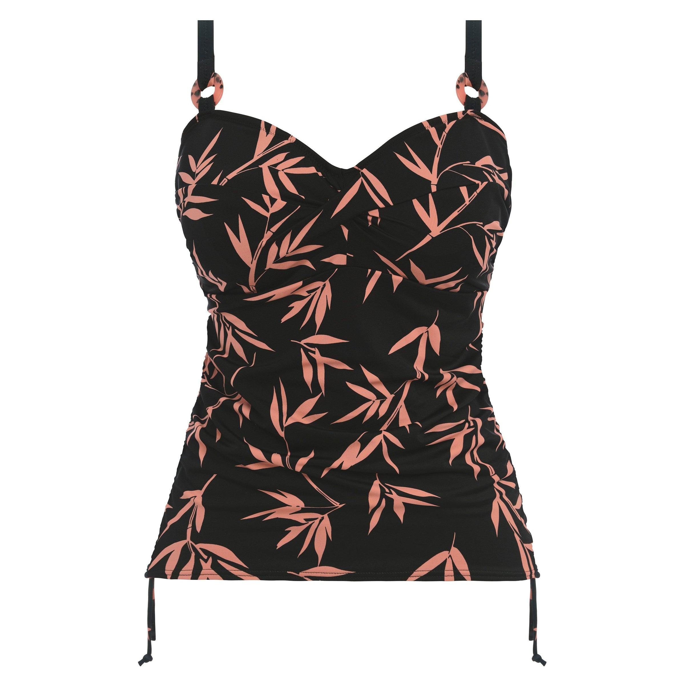 Fantasie "Luna Bay" Lacquered Black UW Twist Front Tankini - Lion's Lair Boutique - 32, 34, 36, 38, Black, continuity, D, DD, E, F, Fantasie, FF, G, GG, H, Luna Bay, Pattern, Swimwear, Tankini, TNT - Fantasie