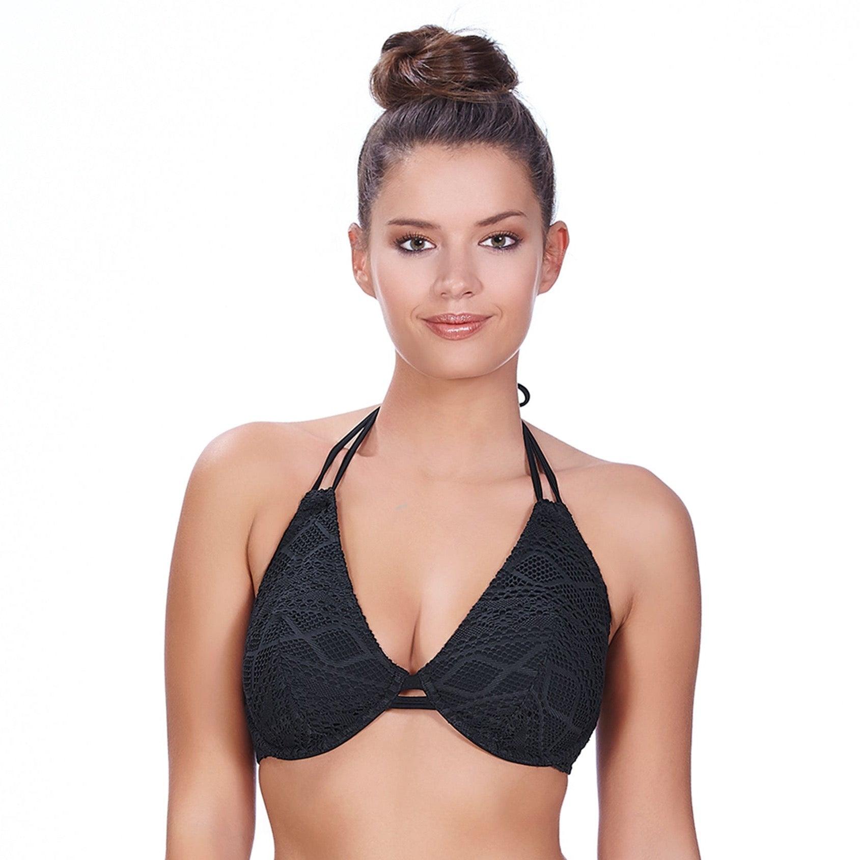 Freya "Sundance" Black UW Bandless Halter Bikini Top - Lion's Lair Boutique