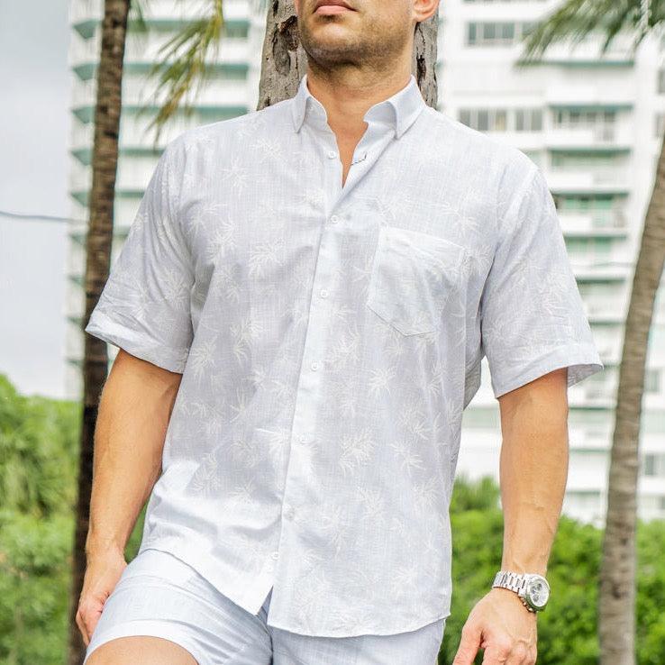 Hawaiianize "White Palms" Short Sleeve Button Down