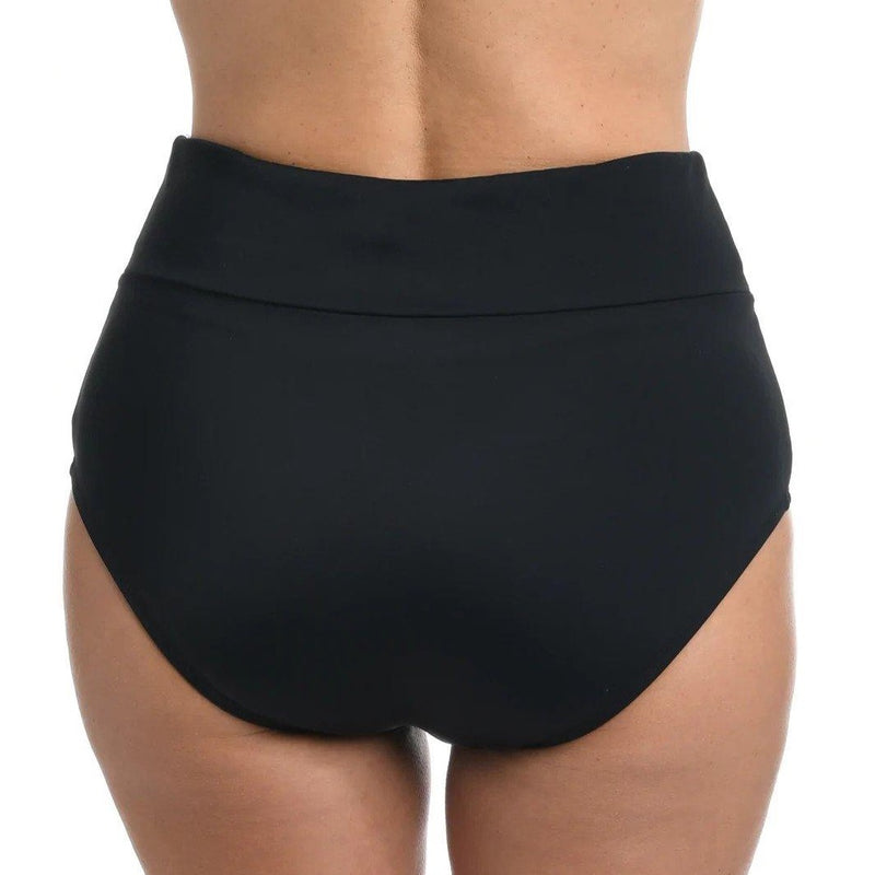 Maxine Black Solid Wide Band Full Pant Bikini Bottom - Lion's Lair Boutique - 1X, 2X, Black, Bottom, continuity, HIW, HWB, L, M, Maxine, S, Solid, Swimwear, XL - Maxine