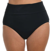 Maxine Black Solid Wide Band Full Pant Bikini Bottom - Lion's Lair Boutique - 1X, 2X, Black, Bottom, continuity, HIW, HWB, L, M, Maxine, S, Solid, Swimwear, XL - Maxine