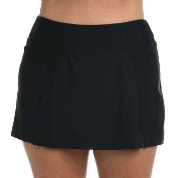 Maxine Black Solid Wide Band Skort Bottom - Lion's Lair Boutique - 1X, 2X, Black, Bottom, continuity, L, M, Maxine, S, Solid, Swimwear, XL - Maxine