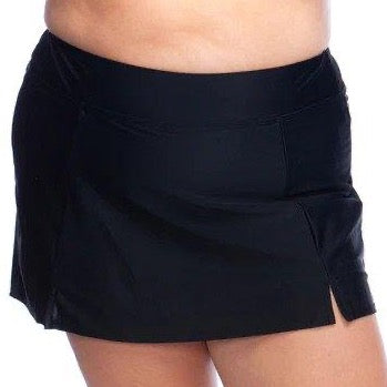 Maxine Black Solid Wide Band Skort Bottom - Lion's Lair Boutique - 1X, 2X, Black, Bottom, continuity, L, M, Maxine, S, Solid, Swimwear, XL - Maxine