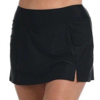 Maxine Black Solid Wide Band Skort Bottom - Lion's Lair Boutique - 1X, 2X, Black, Bottom, continuity, L, M, Maxine, S, Solid, Swimwear, XL - Maxine