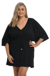 Maxine Black Solid Kimono Tunic Cover Up - Lion's Lair Boutique - 1X, 2X, 3X, Black, continuity, Coverup, L, M, Maxine, S, Solid, TNC, Tunic, XL, XS - Maxine