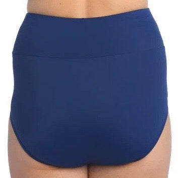 Maxine Navy Solid Wide Band Full Pant Bikini Bottom - Lion's Lair Boutique - 1X, 2X, Bottom, continuity, HIW, HWB, L, M, Maxine, Navy, S, Solid, Swimwear, XL - Maxine