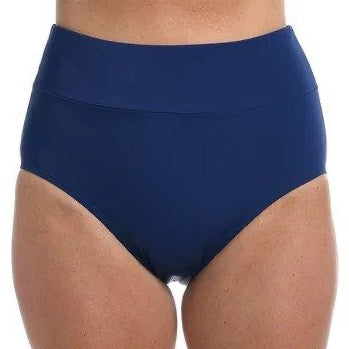 Maxine Navy Solid Wide Band Full Pant Bikini Bottom - Lion's Lair Boutique - 1X, 2X, Bottom, continuity, HIW, HWB, L, M, Maxine, Navy, S, Solid, Swimwear, XL - Maxine