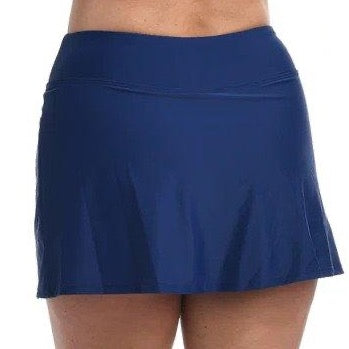 Maxine Navy Solid Wide Band Skort Bottom - Lion's Lair Boutique - 1X, 2X, Bottom, continuity, L, M, Maxine, Navy, S, Solid, Swimwear, XL - Maxine