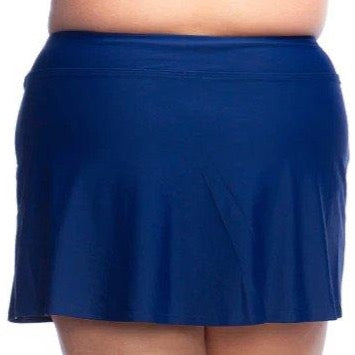 Maxine Navy Solid Wide Band Skort Bottom - Lion's Lair Boutique - 1X, 2X, Bottom, continuity, L, M, Maxine, Navy, S, Solid, Swimwear, XL - Maxine
