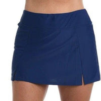 Maxine Navy Solid Wide Band Skort Bottom - Lion's Lair Boutique - 1X, 2X, Bottom, continuity, L, M, Maxine, Navy, S, Solid, Swimwear, XL - Maxine