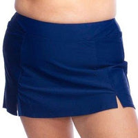 Maxine Navy Solid Wide Band Skort Bottom - Lion's Lair Boutique - 1X, 2X, Bottom, continuity, L, M, Maxine, Navy, S, Solid, Swimwear, XL - Maxine