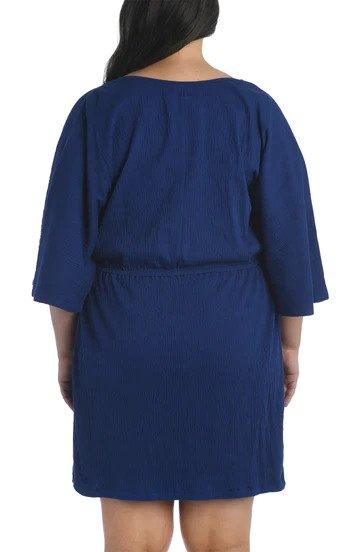 Maxine Navy Solid Kimono Tunic Cover Up - Lion's Lair Boutique - 1X, 2X, 3X, Black, continuity, Coverup, L, M, Maxine, Navy, S, Solid, TNC, Tunic, XL, XS - Maxine