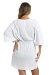 Maxine White Solid Kimono Tunic Cover Up - Lion's Lair Boutique - 1X, 2X, 3X, Black, continuity, Coverup, L, M, Maxine, S, Solid, TNC, Tunic, White, XL, XS - Maxine
