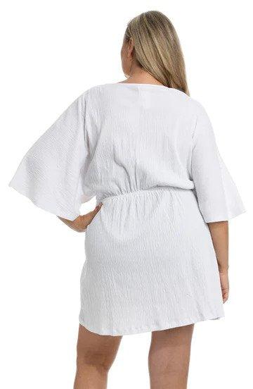 Maxine White Solid Kimono Tunic Cover Up - Lion's Lair Boutique - 1X, 2X, 3X, Black, continuity, Coverup, L, M, Maxine, S, Solid, TNC, Tunic, White, XL, XS - Maxine