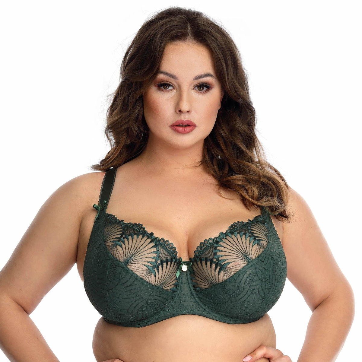 Nessa "Selena" Green UW Bra - Lion's Lair Boutique - 32, 34, 36, 38, 40, 42, balcony, BRB, deep cup, E, F, Fashion, FF, G, GG, H, HH, J, lingerie, Nessa, NOV 2022, polish, Selena - Nessa