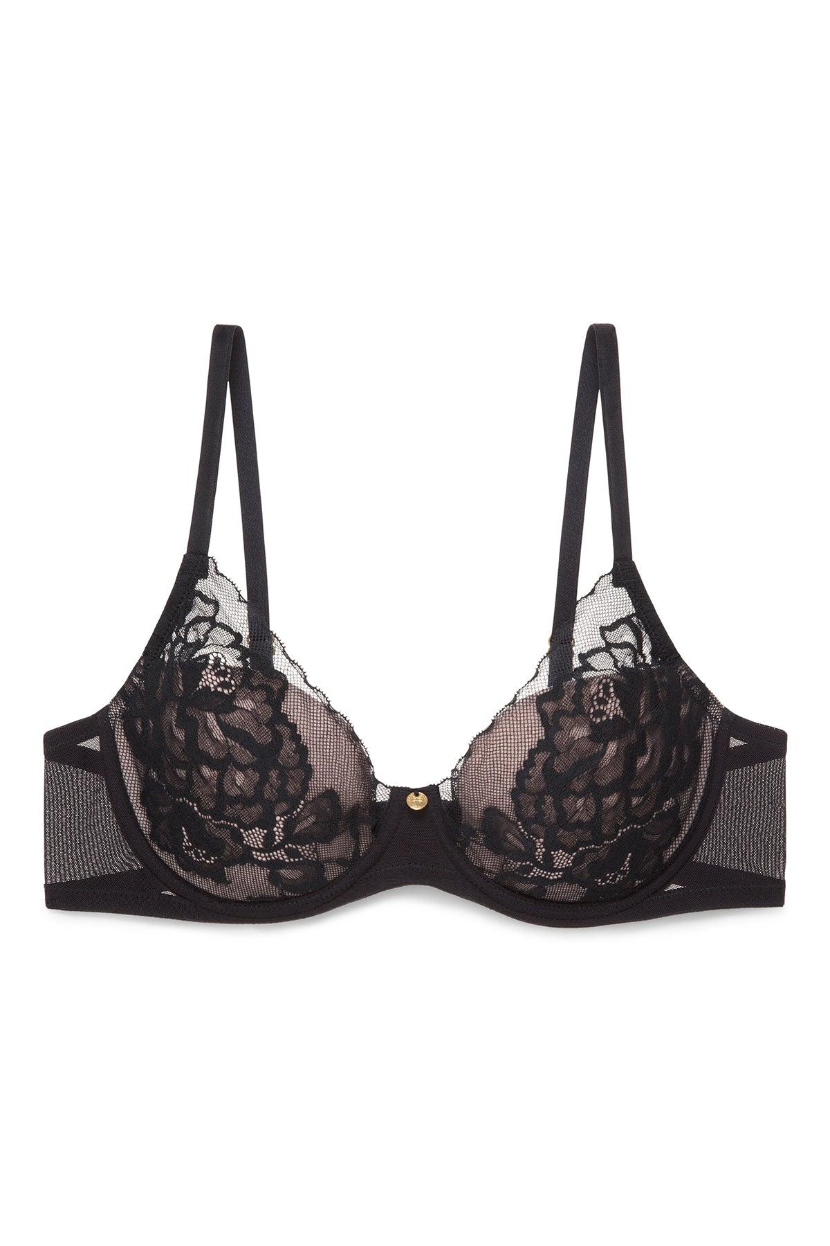 Natori "Flora" Black/Light Mocha UW Contour Bra - Lion's Lair Boutique - 30, 32, 34, 36, B, BSB, C, continuity, D, DD, E, F, lingerie, Natori, seamless - Natori