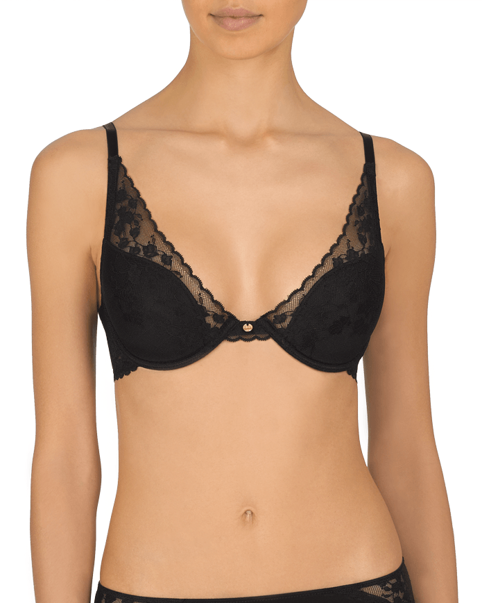 Natori "Cherry Blossom" Black UW Convertible Bra (B-F)