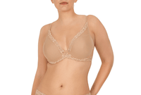 Natori "Feathers" Café UW Contour Plunge Bra - Lion's Lair Boutique - 30, 32, 34, 36, 38, B, BRV, C, continuity, D, DD, E, F, Feathers, lingerie, Natori, plunge - Natori