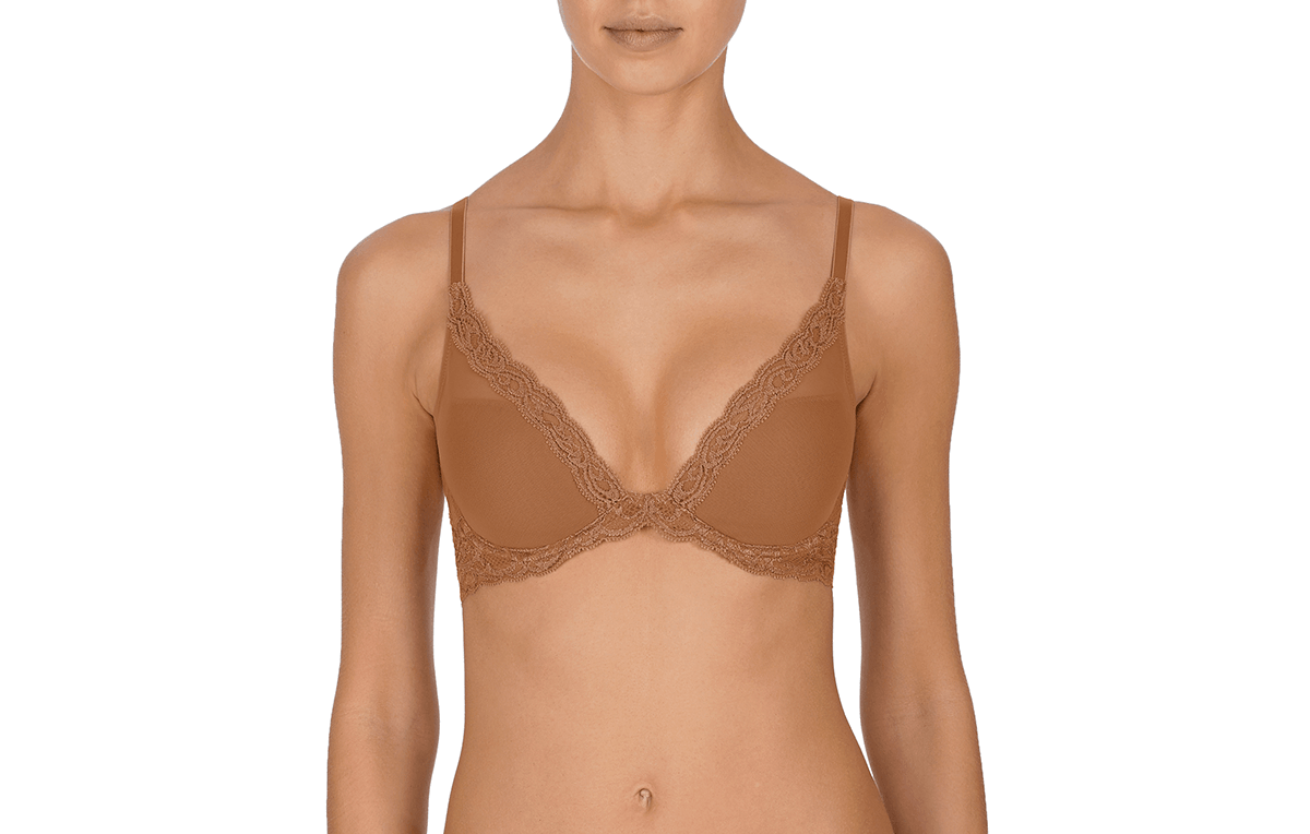 Natori "Feathers" Glow UW Contour Plunge Bra - Lion's Lair Boutique - 30, 32, 34, 36, 38, B, BRV, C, continuity, D, DD, E, F, Feathers, lingerie, Natori, plunge - Natori