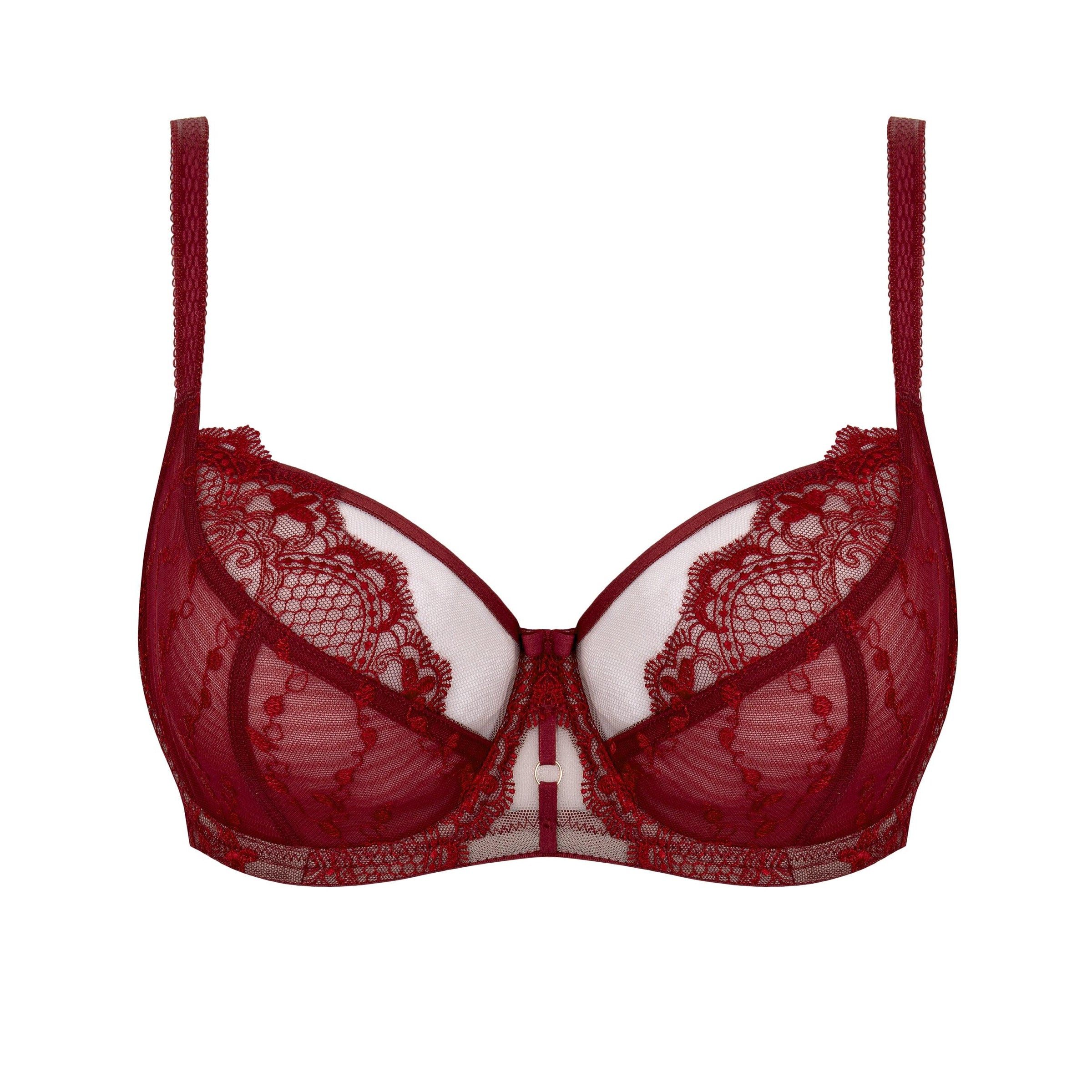 Subtille "Linda" Claret UW Balcony Bra - Lion's Lair Boutique - 30, 32, 34, 36, 38, 40, 42, 44, 46, 48, balcony, BRB, C, continuity, D, DD, deep cup, E, F, FF, G, GG, H, HH, J, JJ, K, KK, Linda, lingerie, polish, Subtille - Subtille