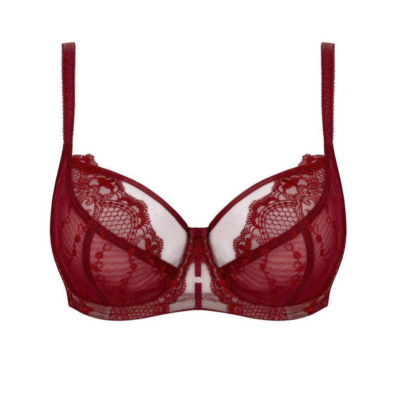 Subtille "Linda" Claret UW Balcony Bra - Lion's Lair Boutique - 30, 32, 34, 36, 38, 40, 42, 44, 46, 48, balcony, BRB, C, continuity, D, DD, deep cup, E, F, FF, G, GG, H, HH, J, JJ, K, KK, Linda, lingerie, polish, Subtille - Subtille