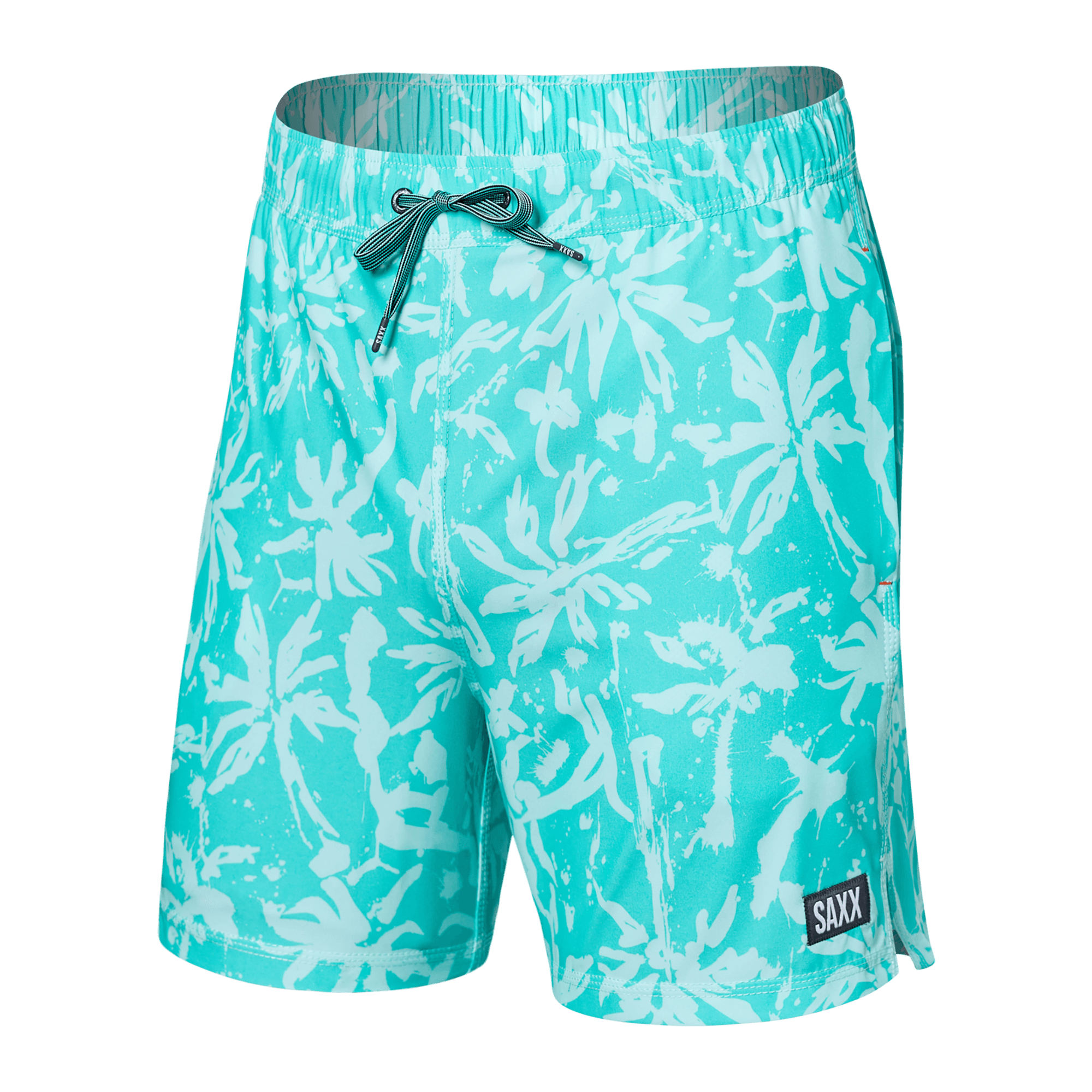 Saxx "Oh Buoy" Splash Palms Aqua 7" Trunks - Lion's Lair Boutique - 2X, BXL, Fashion, FEB 2023, L, M, S, Saxx, Swimwear, XL - Saxx