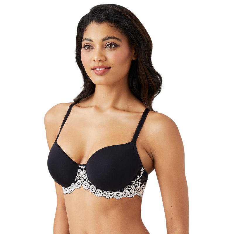 Wacoal "Embrace Lace" Black UW Contour Bra - Lion's Lair Boutique - 30, 32, 34, 36, 38, 40, B, BST, C, continuity, D, DD, E, Embrace Lace, lingerie, seamless, Wacoal - Wacoal