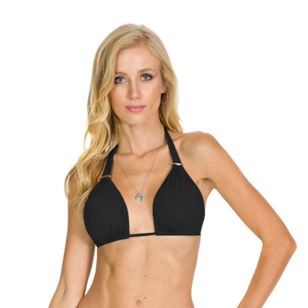 Guria Black 3-in-1 Bikini Top - Lion's Lair Boutique - B, Bikini, Black, C, continuity, Convertible, D, E, F, Guria, Halter, L, M, S, Solid, Swimwear, Top, TR3, Triangle, XL, XS - Guria